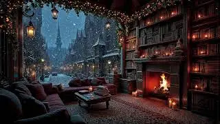 Late Night Reading Overlooking a Snowy Gothic Village ❄️ Victorian Dark Academia