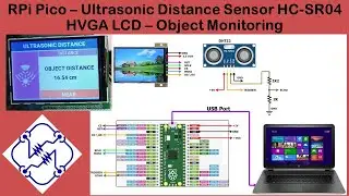 Raspberry Pi Pico -- Ultrasonic Distance Sensor (HC-SR04), HVGA 320x480 LCD-- Object Monitoring