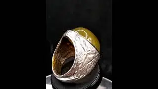 beautiful yellow agate of yaman silver ring