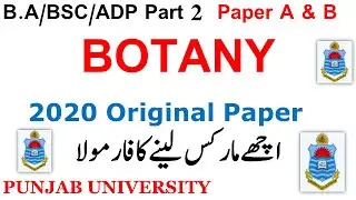 BA BSC ADP Part 2 Botany Paper A & B 2020 Original Paper Punjab University BA BSC ADP Past Paper PU