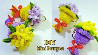 DIY Pipe Cleaner Flower Bouquet Keychains | Cute Mini Bouquet Tutorial 🌸🔑