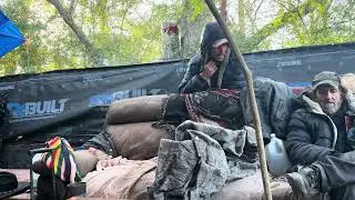 Street life Fort Worth homeless family surviving the cold in the woods | USA homeless crisis