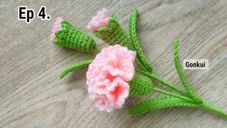 Ep4. Leaves 🌿Easy Crochet Carnation Flower Tutorial step by step | Crochet Flower Bouquet