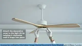 How to install addlon 52 inch Wood 3 Blades Ceiling Fans with Lights, Downrod Mount, Ceiling Fans