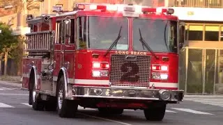Long Beach Fire Dept. Engine 2 & Rescue 4 Responding