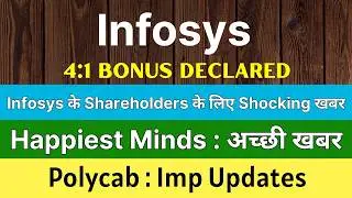 INFOSYS Share Latest News Today 🚨 4:1 BONUS DECLARED 🚨 HAPPIEST MINDS Latest News &bull; POLYCAB Share