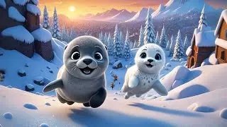 Three Baby Seals Slide on Ice | Arctic Animal Song for Kids | Nursery Rhymes and Winter Fun