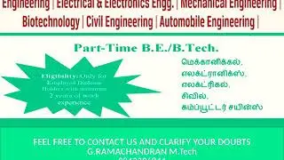 How to study the part time Engineering course and colleges in TamilNadu ?