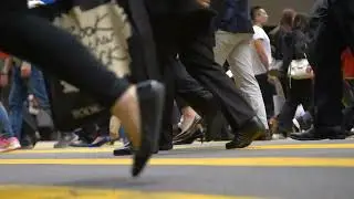 Commuters Walking Feet View HD