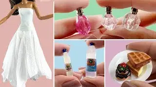 4 вещи для Барби - миниатюрная тарелка, свадебное платье, флакон и парфюм