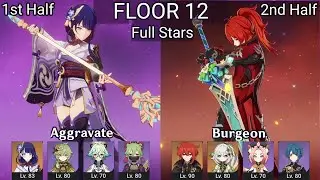 Raiden Aggravate + Diluc Burgeon | 3.6 Spiral Abyss Floor 12 9 Stars | Genshin Impact