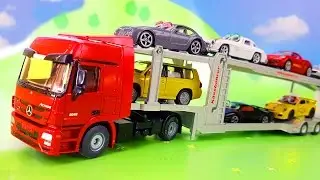 Car transporter and toy cars | Video for kids