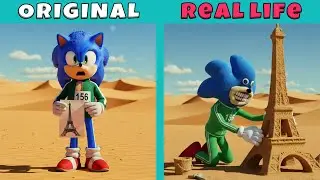 Can Sonic Build the Eiffel Tower in the Desert?! | Sonic Original vs Real Life | Animation