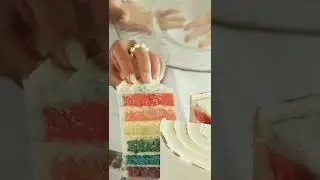 Rainbow cake cutting
