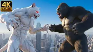 KONG VS GIANT WHITE CAT - Ultimate Monster Fight in City | Kong Rescue