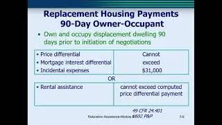 Relocation 101   Uniform Act and Basic Relocation Assistance Module 3
