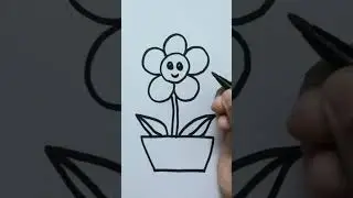 Flower pot drawing 🌷#brushpendrawing #drawing #ytshorts #flower #pot