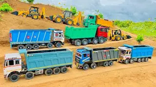2025 | Jcb 3dx backhoe and Tata tipper truck 2518 parking videos | jcb cartoon | dumper gadi #2