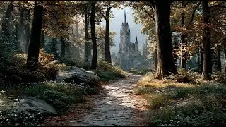 Golden Leaves, Quiet Road, Distant Castle Bells | Medieval Fantasy Music & Animated Ambience