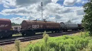 Union Pacific mixed freight with 3 freshly repainted C44ACMs!