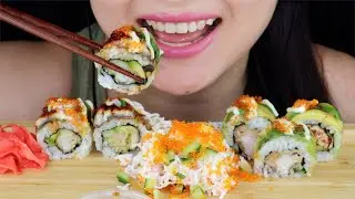 ASMR SPECIAL SUSHI ROLLS & KANI (CRAB) SALAD (EATING SOUNDS) MUKBANG *NO TALKING* | wendyasmr
