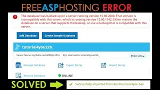 That version is incompatible with this server FreeAspHosting Error SOLVED | Tutorial 4You