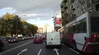 Trolleybus line [201], Bratislava, Slovakia, in cab view, part.1