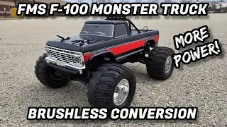 FMS FORD F-100 MONSTER TRUCK Brushless Conversion. Speed test and Bash!