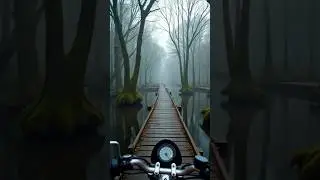 Swamp Shadows at Dawn 🌫️ POV Ride on a Creaky Boardwalk! #adventure #automobile #shorts #trending