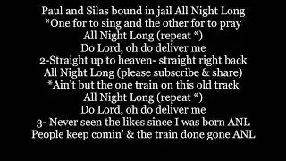 PAUL AND SILAS bound in jail ALL NIGHT LONG Lyrics Words sing along music song Keep eye on prize