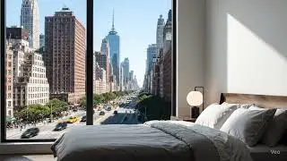 🌞 Relaxing Daytime NYC Window View | Peaceful City Ambience & Soft Background Music 🏙️