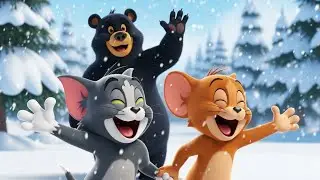 Tom and Jerry&rsquo;s Snowy Adventure with the Friendly Black Bear ❄️🐻 | Fun Winter Kids Poem