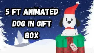 2023 Gemmy Animated Airblown Inflatable Home Depot 5ft Christmas Dog In Gift Box