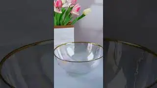 Golden-edged colorful glass bowl. |RON GROUP provides durable glass bowls for restaurants and hotels