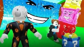 Открытие лаки блоков в игре Escape Tsunami For Brainrots-Roblox ￼