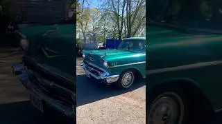 1957 Chevy Bel Air Sedan! Two Green Beauties