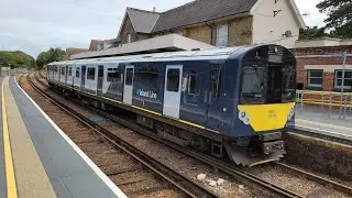 Sandown Railway Station With Island Line Class 484 (484004) D Stock Train Service Departing 10/8/24