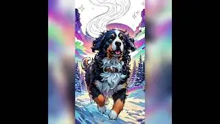 Majestic Bernese Mountain Dog in Starry Night Scenery #shorts #dog #mountain #star #night #fantasy