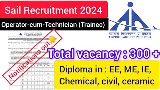SAIL Recruitment 2024 || Sail OCTT vacancy 2024//Sail new vacancy#sailrecruitment2024