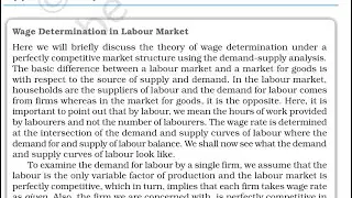 NCERT || wage determination in labour market || class 12 Microeconomics notes