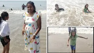 பீச் பார்த்து குட்டியா பயத்துட்டா#minivlog #miss kutty#food #travelvlog #travel#beach#trip#trending