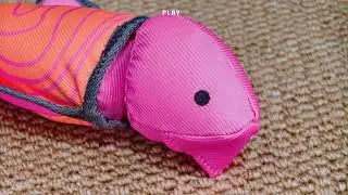 QPAWS Fish Oxford Launching Dog Toy Slingshot Fetch Interactive Dog Squeaky Toy 32.5cm/12.8in