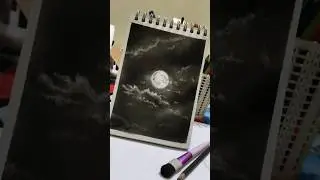 How to draw clouds with charcoal #cloudsdrawing #moondrawing #charcoalart