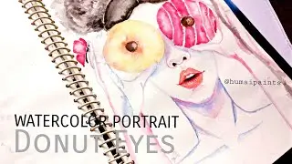 Watercolor portrait: Donut  Girl