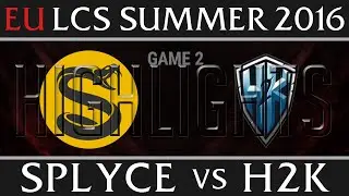 SPY vs H2K Game 2 Highlights - EU LCS Week 4 Day 1 Summer 2016 - Splyce vs H2K G2