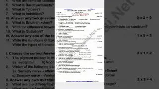 TN 11th standard Biology 2nd midterm exam question paper 2023