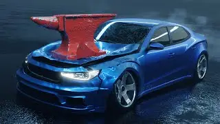 What Happens When You Drop A 3000 Pound Anvil On Cars In BeamNG?