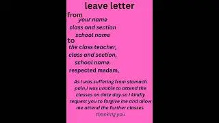 leave letter for stomach pain#shorts