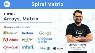 Popular Coding Interview Question - Spiral Matrix (With+Without extra space)