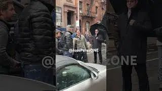 arnold schwarzenegger arriving on his first day at the Man with the Bag movie set